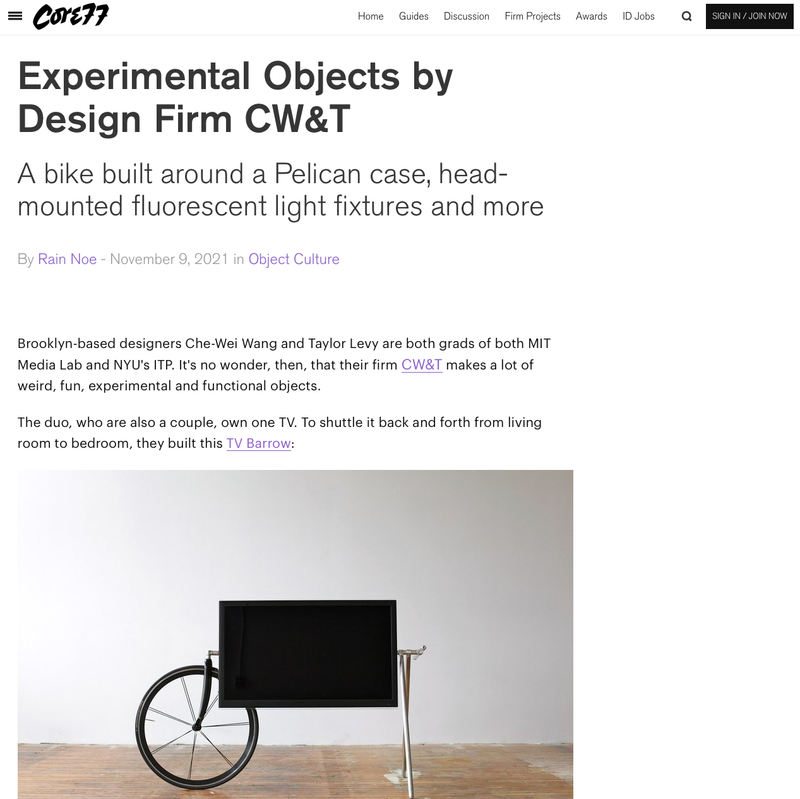 Experimental Objects by Design Firm CW&T