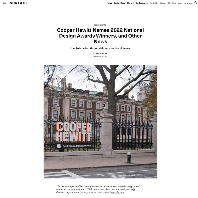 Cooper Hewitt Names 2022 National Design Awards Winners