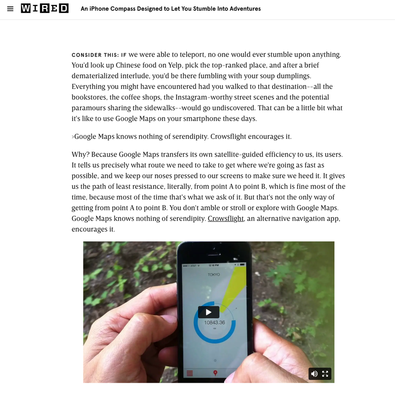 An iPhone Compass Designed to Let You Stumble Into Adventures