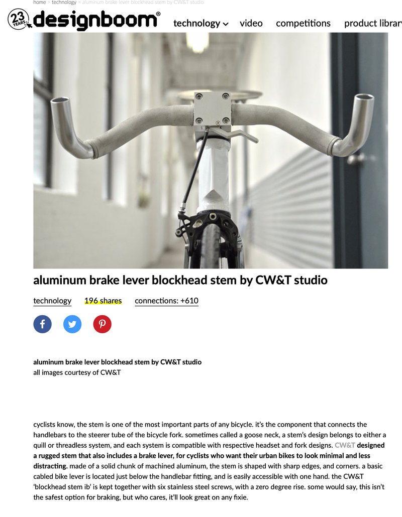 aluminum brake lever blockhead stem by CW&T studio