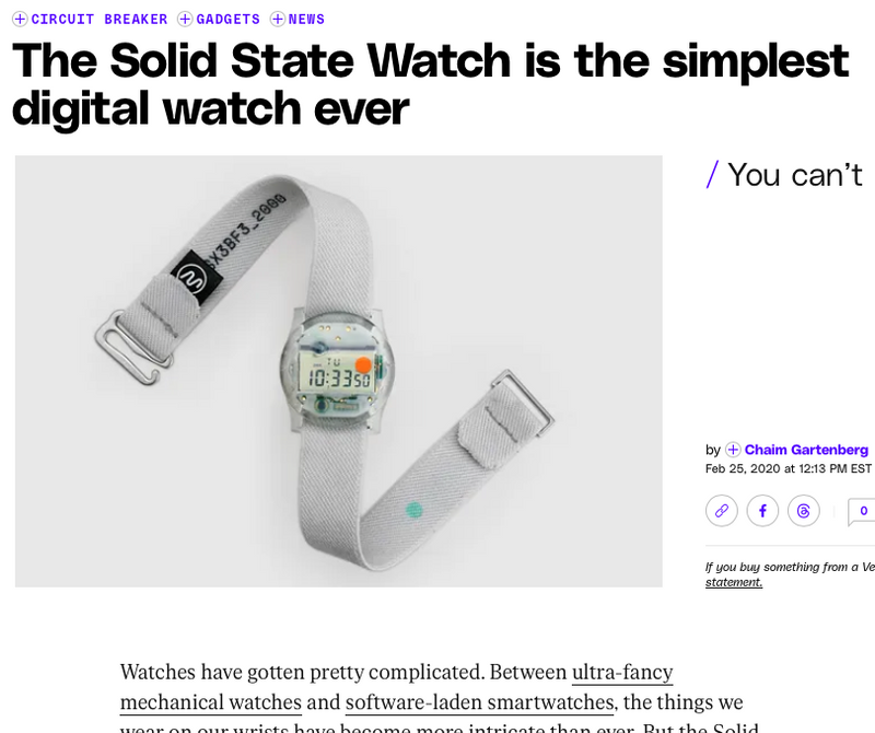 The Solid State Watch is the simplest digital watch