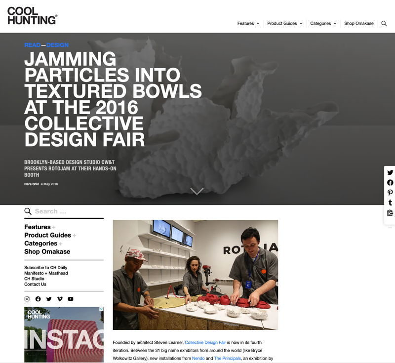 JAMMING PARTICLES INTO TEXTURED BOWLS AT THE 2016 COLLECTIVE DESIGN FAIR